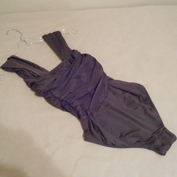 Badgley Mischka Ruched One Piece Swimsuit (Cocoa Brown) - Picture 7 of 7